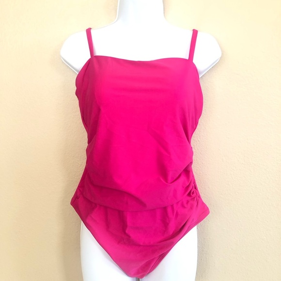 CUPSHE Women's Square Neck Tummy Control Rushed Strappy One Piece Swimwear Sz L - Picture 1 of 11